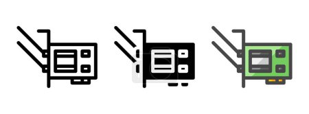 Foto de Icono de vector de tarjeta wifi multiusos en contorno, glifo, estilo de contorno lleno. Tres variantes de estilo icono en un paquete. - Imagen libre de derechos