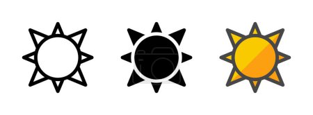 Foto de Icono de vector solar multipropósito en contorno, glifo, estilo de contorno lleno. Tres variantes de estilo icono en un paquete. - Imagen libre de derechos