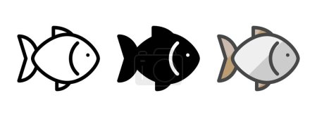 Foto de Icono de vector de peces multiusos en contorno, glifo, estilo de contorno lleno. Tres variantes de estilo icono en un paquete. - Imagen libre de derechos