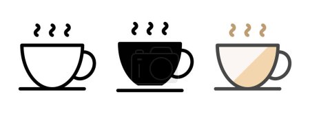 Foto de Icono de vector de café caliente multiusos en el contorno, glifo, estilo de contorno lleno. Tres variantes de estilo icono en un paquete. - Imagen libre de derechos