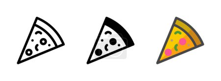 Foto de Icono de vector de rebanada de pizza multiusos en contorno, glifo, estilo de contorno lleno. Tres variantes de estilo icono en un paquete. - Imagen libre de derechos
