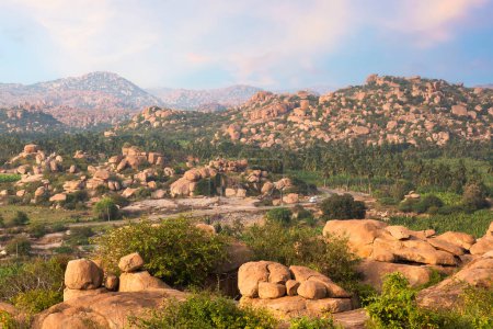 Photo for Aerial view of Hampi landscape from sunset point - Royalty Free Image