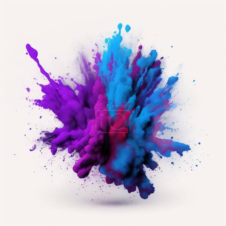 Photo for Happy Holi colorful colors in bowls with Splash. blue and purple splashes. Concept Indian color festival and celebration. - Royalty Free Image