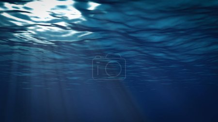 Foto de Ilustración 3D representación submarina de las olas del océano. - Imagen libre de derechos
