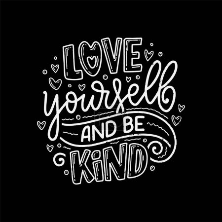 Ilustración de Inspirational quote about Love Yourself. Modern calligraphy. Brush painted letters, vector illustration. - Imagen libre de derechos