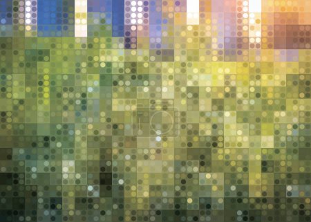 Illustration for Spring background. Abstract backdrop with green grass. Bokeh design. - Royalty Free Image
