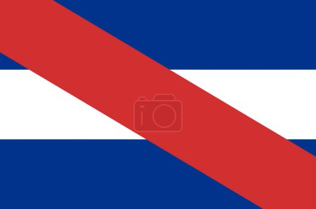 Ilustración de Wave flag of Artigas is a state of Uruguay. Banner or ribbon vector template - Imagen libre de derechos