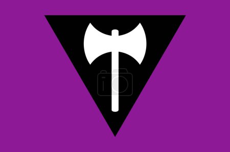 Illustration for Lesbian feminist movement lgbt, flat icon. Flag of sexual minorities, gays and lesbians. Vector illustration of a labrys - Royalty Free Image