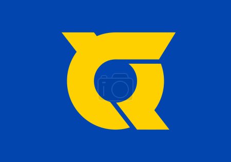 Illustration for Flag of Tokushima Prefecture (Japan) vector, yellow and indigo blue - Royalty Free Image