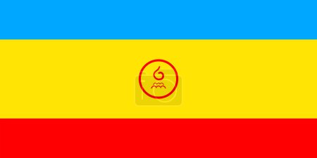 Ilustración de Alta bandera detallada de Kalmykia. Bandera Nacional de Kalmykia. Ilustración 3D. - Imagen libre de derechos