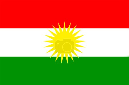 Illustration for Flag of Iraqi Kurdistan. Flag icon. Standard color. Standard size. A rectangular flag. Computer illustration. Digital illustration. Vector illustration. - Royalty Free Image
