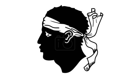 Ilustración de Cabeza morisca con bandana Símbolo nacional de la isla de Córcega, Francia - Imagen libre de derechos