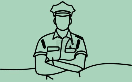 Police Officer ,Black and white coloring pages for kids, simple lines, cartoon style, happy, cute, funny, The drawings in the children's coloring book