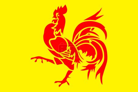 Bandera de Valonia Región Valona de Bélgica. Ilustración vectorial.