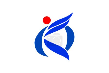 Bandera de Ichikikushikino (Prefectura de Kagoshima, Japón). Ilustración vectorial de una bandera estilizada. La rendija en el papel con sombras. Elemento para infografías.
