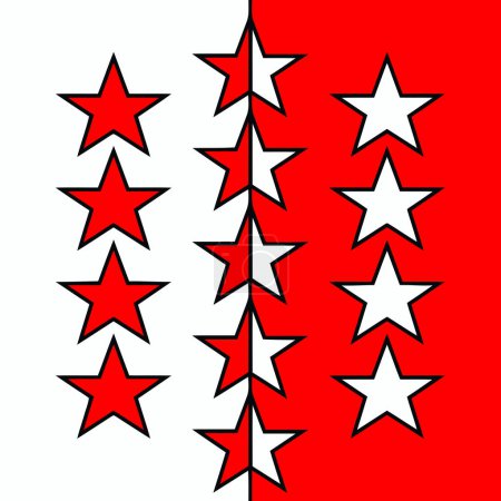 Flag of Valais canton of Switzerland. Vector illustration.