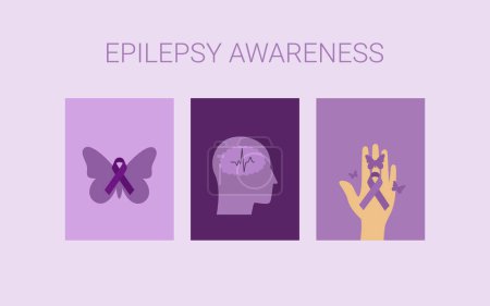 Illustration for Epilepsy. Flat simple posters design. Epilepsy awareness month November. Vector illustration - Royalty Free Image