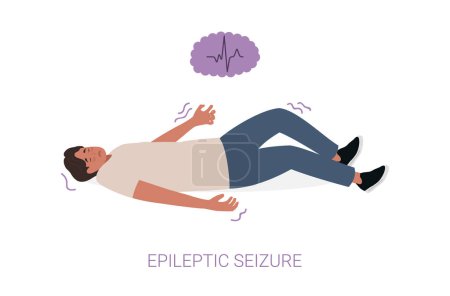 Illustration for Epileptic seizure. Man laying on the floor and shaking. Epilepsy. Vector illustration - Royalty Free Image