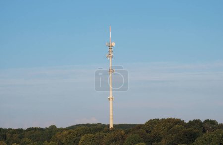 Photo for Broadcast antenna. 5G antenna. Communication facilities. Equipment for satellite connection. Satellite communication - Royalty Free Image