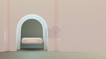 Photo for Glamorous abstract mock-up. Soft pink and deep blue colour 3D render. Mock-up for the cosmetics product design and presentation. Mock-up with smooth soft shape inside of the double arc. Product stage - Royalty Free Image