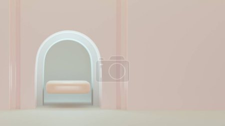Photo for Glamorous abstract mock-up. Soft pink and light blue colour 3D render. Mock-up for the cosmetics product design and presentation. Mock-up with smooth soft shape inside of the double arc. Product stage - Royalty Free Image