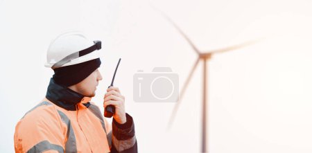 An Offshore Foreman Worker In Action On Wind Farm Construction Site