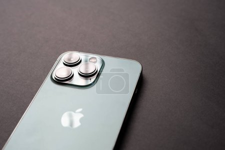 Photo for Tarragona, Spain - March 13, 2022: Back section of the new Apple iPhone 13 Pro, with focus on the three lenses. - Royalty Free Image
