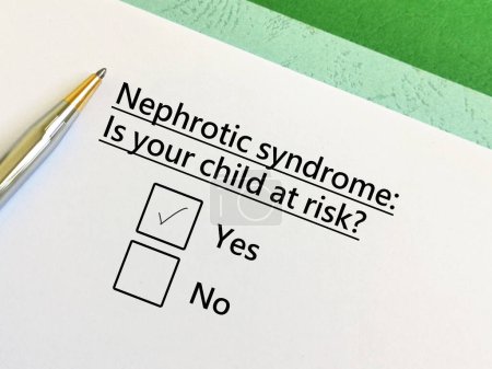 Photo for One is answering question about child infection. His child is at risk for nephrotic syndrome. - Royalty Free Image