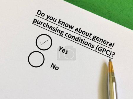 Photo for One person is answering question about procurement. He knows about general purchasing conditions. - Royalty Free Image