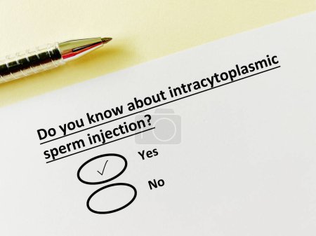 Photo for A person is answering question about infertility. He knows about intracytoplasmic sperm injection. - Royalty Free Image