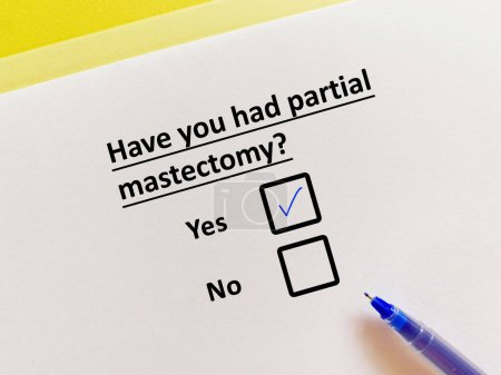 Téléchargez les photos : One person is answering question about surgical procedure. He had partial mastectomy. - en image libre de droit