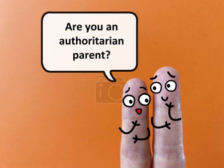 Téléchargez les photos : Two fingers are decorated as two person. One of them is asking another if he is an authoritarian parent. - en image libre de droit