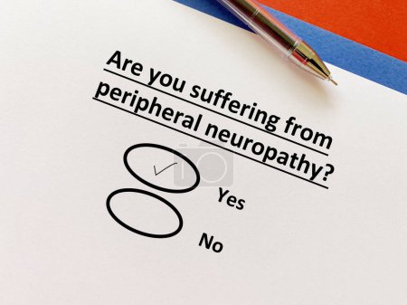 Photo for A person is answering question about illness. She is suffering from peripheral neruopathy. - Royalty Free Image