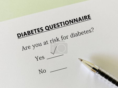 Foto de A person is answering question about diabetes. He is at risk for diabetes. - Imagen libre de derechos