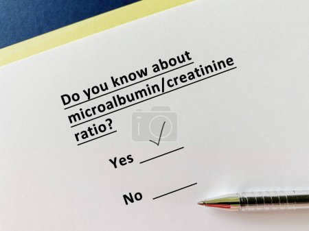 Photo for A person is answering question about diabetes. He knows about microalbumin creatinine ratio. - Royalty Free Image