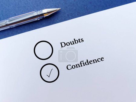 Photo for One person is answering question. He is choosing confidence over doubts - Royalty Free Image