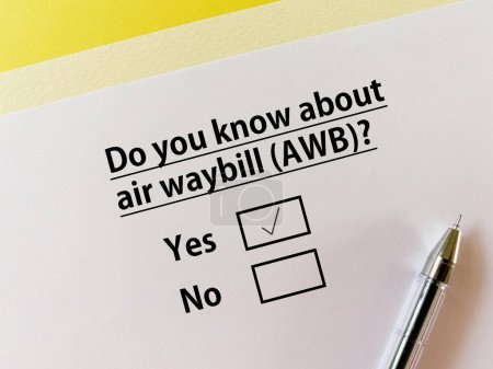 Photo for A person is answering question about logistics. He knows about air waybill (AWB) - Royalty Free Image