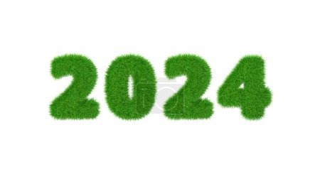 Téléchargez les photos : 2024 est une bonne année pour la croissance des affaires environnementales. Gazon croissant sous la forme de l'année 2021. - en image libre de droit