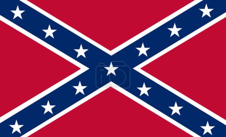 Ilustración de Bandera de batalla histórica de los Estados Confederados de América vector ilustración aislado. Guerra Civil de EE.UU.. - Imagen libre de derechos