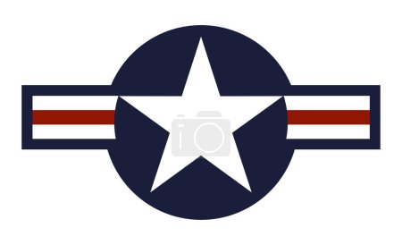 Ilustración de Estados Unidos de América Ilustración vectorial de la bandera de la fuerza aérea aislada. Orgulloso símbolo militar de la aviación estadounidense. Escudo de armas nacional de las tropas de soldados de aviación de EE.UU. emblema de avión patriótico. - Imagen libre de derechos