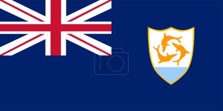 Téléchargez les illustrations : Illustration vectorielle du drapeau Anguilla isolée. Symbole national des Caraïbes. Royaume-Uni territoire. Centre financier offshore. - en licence libre de droit