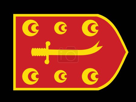 Illustration for Zulfikar flag vector illustration isolated. Ottoman symbol typically in use during the 16th and 17th centuries. Turkish war flag. Symbol of Turkey in medieval battle. - Royalty Free Image