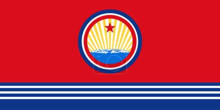 Ilustración de República de Corea del Norte marina bandera marina vector ilustración aislada. Bandera del ejército costero. Emblema símbolo nacional de la bandera militar de Corea del Norte. Aviación de Corea bandera de la fuerza aérea de la marina de guerra. buque de guerra. - Imagen libre de derechos