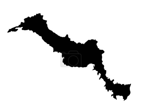 Illustration for Greek island Euboea map vector silhouette isolated on white background. Evia map silhouette, island of Greece. - Royalty Free Image