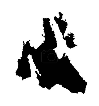 Illustration for Island of Cephalonia map silhouette vector illustration isolated on white background, Greece. Ithaki, Ithaca island map silhouette, near the Cephalonia. Greek paradise Ionian islands. - Royalty Free Image