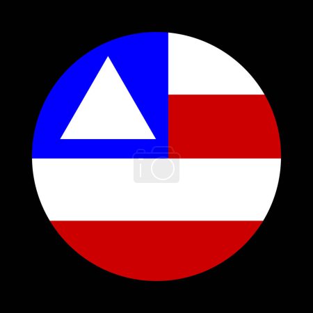 Illustration for Circle badge Bahia flag vector illustration isolated on black background. Brazil State symbol. Brasil districts emblem. South America territory. Bahia button emblem patriotic ribbon. - Royalty Free Image