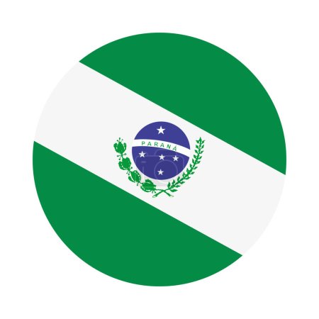 Téléchargez les illustrations : Circle badge Parana flag vector illustration isolated on white background. Brazil state Parana symbol emblem. South America territory. Patriotic banner roundel of Parana. - en licence libre de droit