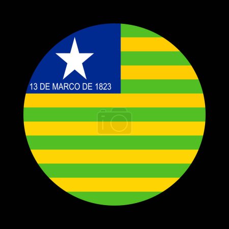 Ilustración de Circle Piaui bandera vector ilustración aislada sobre fondo negro. Bandera del Estado de Brasil provincia. Signo patriótico emblema Piaui bandera. - Imagen libre de derechos
