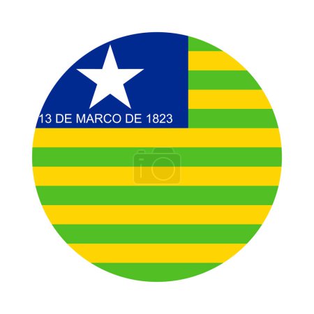 Ilustración de Circle Piaui bandera vector ilustración aislada sobre fondo blanco. Bandera del Estado de Brasil provincia. Signo patriótico emblema Piaui bandera. - Imagen libre de derechos