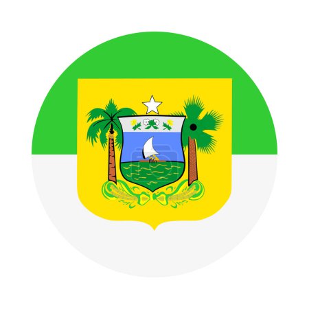 Ilustración de Circle badge of Rio Grande do Norte Flag vector illustration isolated on white background. Brazil state emblem national symbol. Coat of arms of Brazil country ribbon. - Imagen libre de derechos